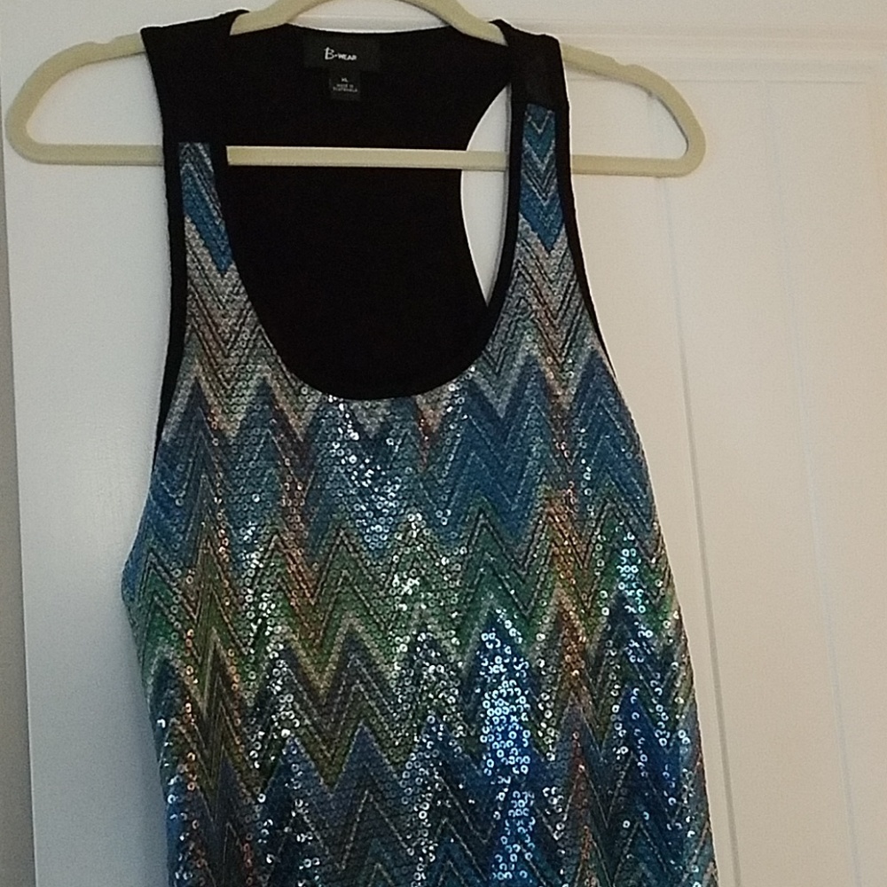 Sequined front dressy tank